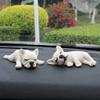 2 Pcs Lazy French Bulldog Statue, Resin Car Interior Dog Statues, Home Decorations and Office Desk Ornaments, Happy (Beige) view 3