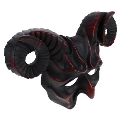 Beaupretty Dark Red Ox Horn Mask PU Material Comfortable Halloween Party Prop Scary Masquerade Cosplay Mask for Festival and Fancy Dress