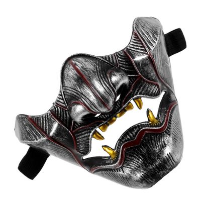 BESPORTBLE Japanese Hannya Cosplay Mask Unisex Half Face Samurai Kabuki Demon Mask for Halloween Party Makeup and Role Play Cultural Theater Prop for Festivals and Masquerades