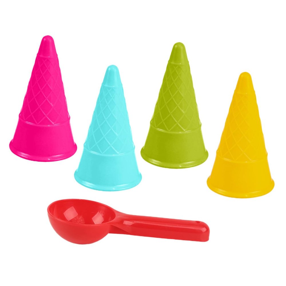 Beaupretty Beach Spoon Plastic Sand Digging Kit with Cartoon Ice Cream Cone Molds Safe and Lightweight for Outdoor Play for Sandcastles and Beach Fun