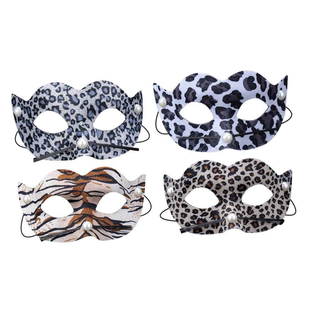 BESPORTBLE 4pcs PVC Leopard Masks for Halloween Party Cosplay Animal Party Accessories Lightweight Small with Vivid Print for Fancy Dress and Performance