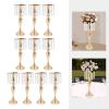 10Pcs 21.3in Elegant Metal Flower Holders with Crystal Beads for Wedding and Party Centerpieces(Gold) view 3