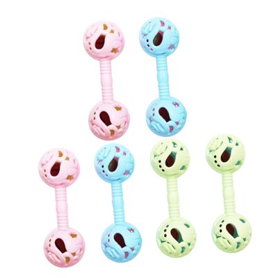 Totority 6Pcs Dumbbell Rattle Educational Grasping Plaything for Newborns Year Old Safe Wrist Strength Trainer Random Color