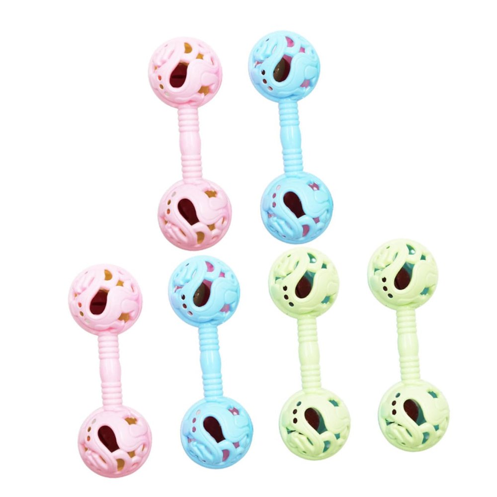 Totority 6Pcs Dumbbell Rattle Educational Grasping Plaything for Newborns Year Old Safe Wrist Strength Trainer Random Color