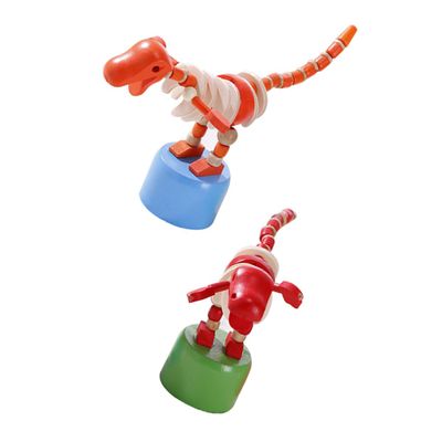 VICASKY 2pcs Wooden Cartoon Dinosaur Rocking for Safe Smooth Finish Educational Animal Playthings Home Decor Craft Gifts Random Color