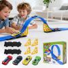 Kimdog Flexible Race Track for Kids - 15Ft Car Track with 4 Vehicle in 1:64 Scale, 4M DIY Car Ramp Roll Up, Play Race Cars for 3 4 5 6 Year Old Boys Girls, Little People Gifts for Birthday Christmas view 1