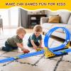 Kimdog Flexible Race Track for Kids - 15Ft Car Track with 4 Vehicle in 1:64 Scale, 4M DIY Car Ramp Roll Up, Play Race Cars for 3 4 5 6 Year Old Boys Girls, Little People Gifts for Birthday Christmas view 4