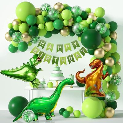 84pcs Forest Dinosaur Birthday Balloon Set Large Aluminum Foil Children's Birthday Party Scene Decoration