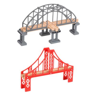 Toyvian 2pcs Train Track Expansion Bridges Replacement Model Railway Bridge with Smooth Surface and Easy Assembly for Compatible with Thomas and Major Brands