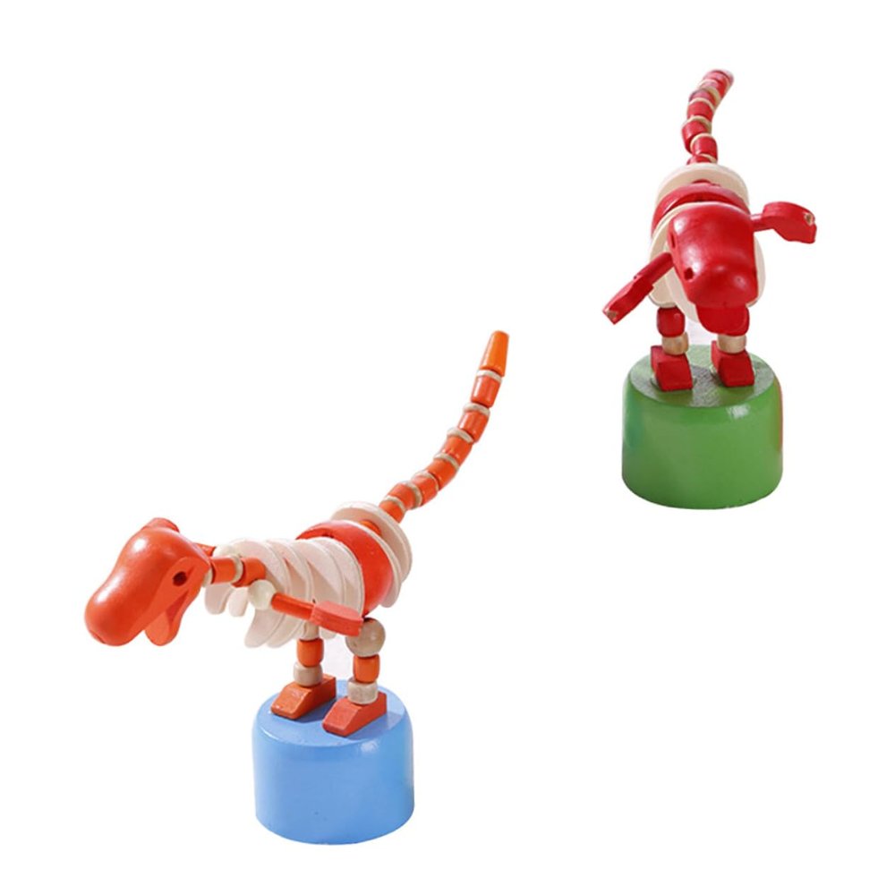 KESYOO 2pcs Wooden Animal Shaped Dinosaur Rocking Natural Cartoon Design Desktop Ornaments Playthings for Boys Random Color