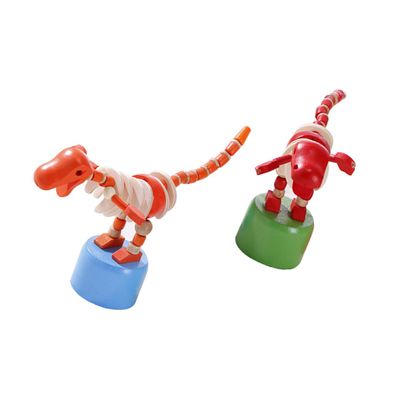 LIOOBO 2pcs Wooden Dinosaur Shaped Rocking for Cartoon Animal Desktop Ornaments Sturdy Natural Wood Material Safe Decorative Playset Random Color