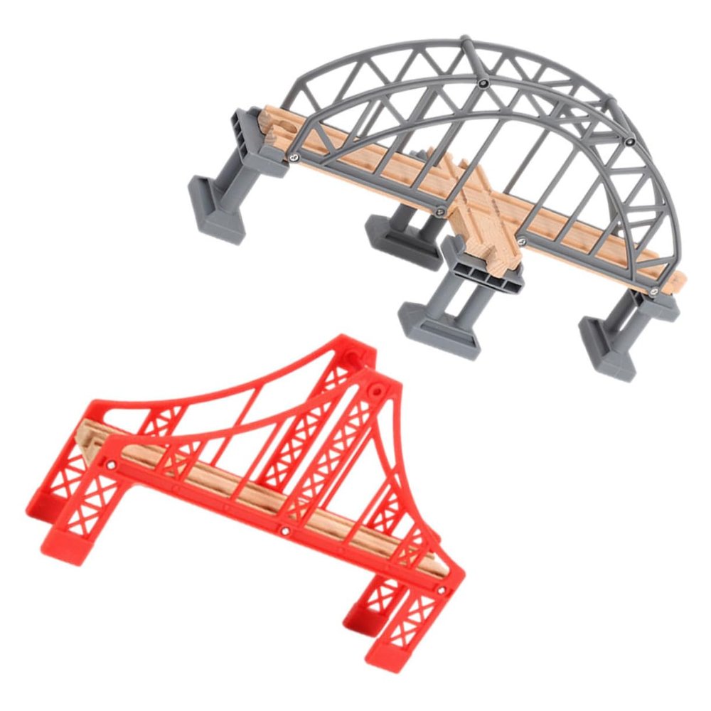 Beaupretty 2pcs Train Track Bridge Accessories Educational Plaything for Railway Scene Building Easy Assembly Smooth Surface with Bridge Molding Compatible Expansion for Model Railroad Layout