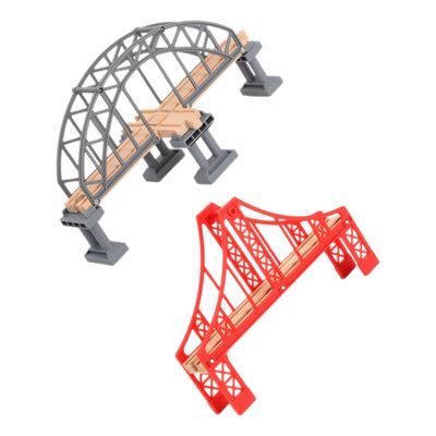 KESYOO 2pcs Train Bridge with Red Gray Viaducts Replacement Railway Track Accessories for Train Scene Layout Easy to Install for Parties and Family Play