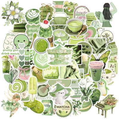 100pcs Aesthetic Matcha Style Stickers for Girls Cute Girly Ins Matcha Stickers for Water Bottles Journal Scrapbook Laptop Luggage Party Favors