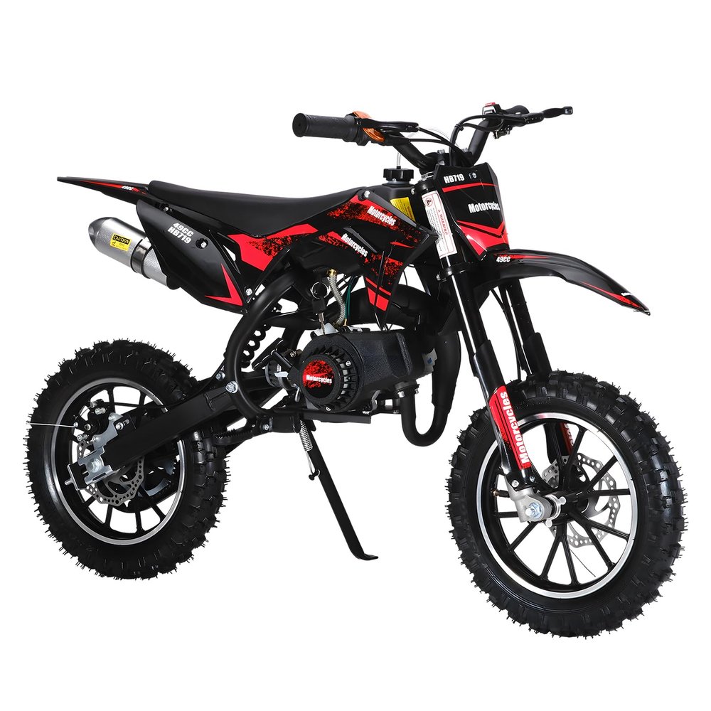 50cc Kids Dirt Bike, Gas Powered 2-Stroke Mini Motocross Motorcycle with Off-Rode Tire & Front Rear Disc Brakes, Off-Road Dirtbike for Kids 8-14, Up to 25 Mph, Max Load 330 LBS
