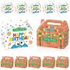 12 Pcs Street Theme Birthday Party Supplies Cookie Theme Cartoon Friends Party Treat Boxes Street Red Brick Wall Goodie Gift Boxes for Kid Boys Girls Green Monster Birthday Baby Shower Decoration view 1