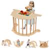 HONEY JOY Pikler Wooden Arch Climber, Montessori Sensory Table for Kids w/Foldable Storage Bin, Baby Rocker Ladder Play Gym, Toddler Climbing Toys Indoor, Learning Gift for Kids (35.5  20  19) view 1
