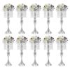 10Pcs 21.3in Elegant Metal Flower Holders with Crystal Beads for Wedding and Party Centerpieces(Silver) view 1