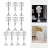 10Pcs 21.3in Elegant Metal Flower Holders with Crystal Beads for Wedding and Party Centerpieces(Silver) view 3
