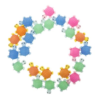 Abaodam 24Pcs Tortoise Shaped Animal Erasers for School Cartoon Pencil Erasers and Fun Study Supplies Gift Random Color