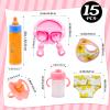 Jgalnim 15 PCS Baby Doll Accessories Magic Bottle Set,Pretend Play Feeding Toys,Doll Feeding Set with Package for Kids,Girls,Party,Gift view 2