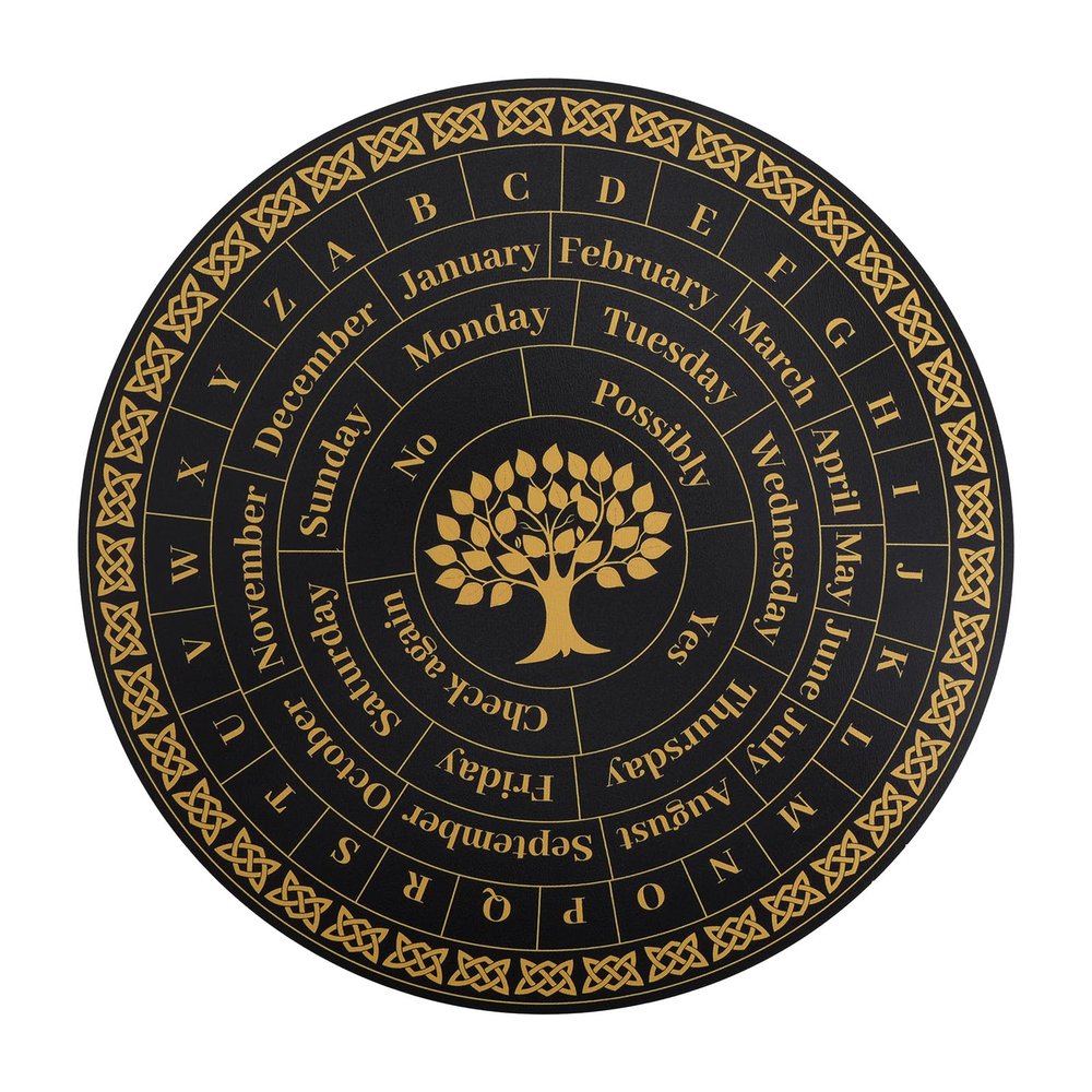 Fukaisu Divination Pendulum Board, 11 Inch Wooden Tree of Life Pendulum Dowsing Board with Letters Divination Tools Witchcraft Supplies for Beginner Professional
