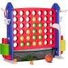 Giant 4 Connect in a Row Game Outdoor, Height Adjustable Jumbo 4-to-Score Yard Games Set with Basketball toy, Ring Toss Golf Play for Kids & Adults Outdoor Indoor Family Holiday Party Game Gift view 1
