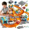 KIZONLY Puzzle Racer Kids Car Track Set, 4-Tier Race Tracks for Kids Ages 3-5 with 3 Cars, Traffic Parts, Trucks for Toddlers 2-4 Years, Floor Puzzle Tracks Car Gift for Boys Girls 3 4 5 Year Old view 1