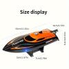 AUHIFVAX High Speed Remote Control Motor Speedboat, Up to 25km/ H Speed, Ship Flip Reset, Low Power/Overboard Night Light Tips, Specially Suitable As A Christmas, Halloween, Birthday (Orange) view 3