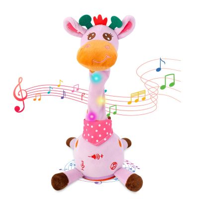 LLUKEME Dancing Talking Giraffe Toy, Stuffed Animal Baby Toy Repeating What You Say, Glowing Musical Electronic Giraffe Gifts for Toddlers 1-3 Years Old (Purple Giraffe)