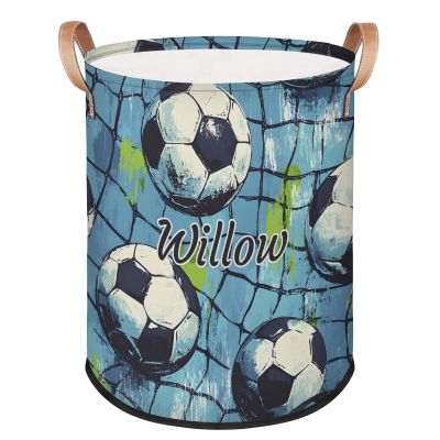 Huoxingcun Laundry-Basket for Baby Boys Girls Soccer Net Personalized Laundry-Hamper with-Handle Dirty-Clothes-Storage-Basket