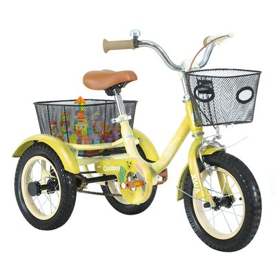 Empylynzar Kids Tricycle with Safety Features, Wide Anti-Skid Tires, Storage Basket, Soft Cushion Seat, Red (Yellow)