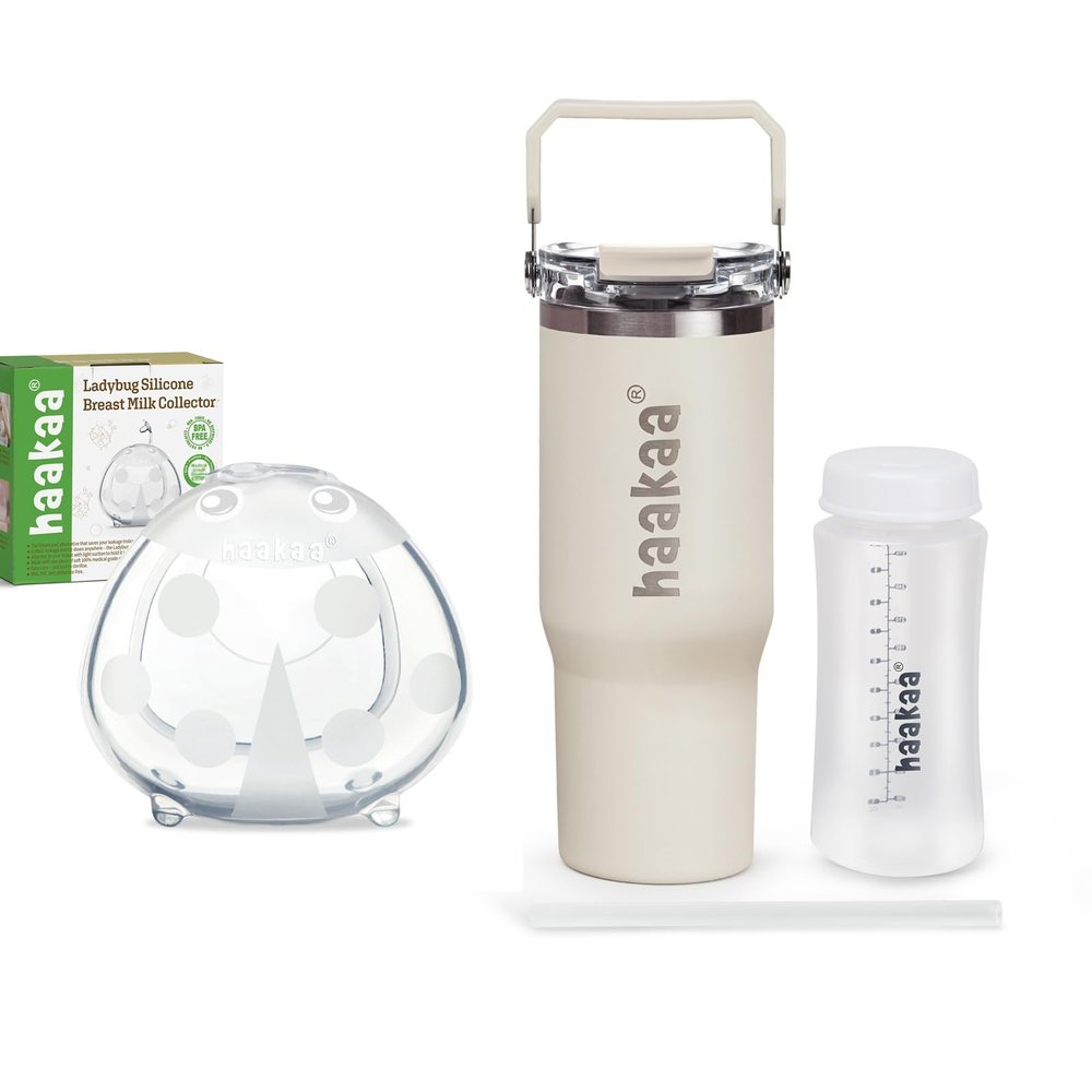 haakaa Ladybug Milk Collector (1.4oz/40ml,1PC) & Portable Breastmilk Cooler Combo