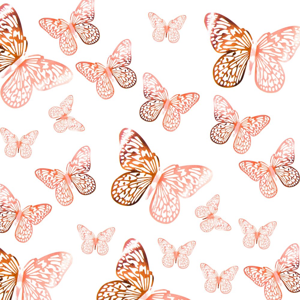 12-Pack Rose Gold Butterfly Cupcake Toppers - 3D Folding Butterfly Cake Decorations - Elegant Party Supplies for Birthday, Wedding & Baby Shower