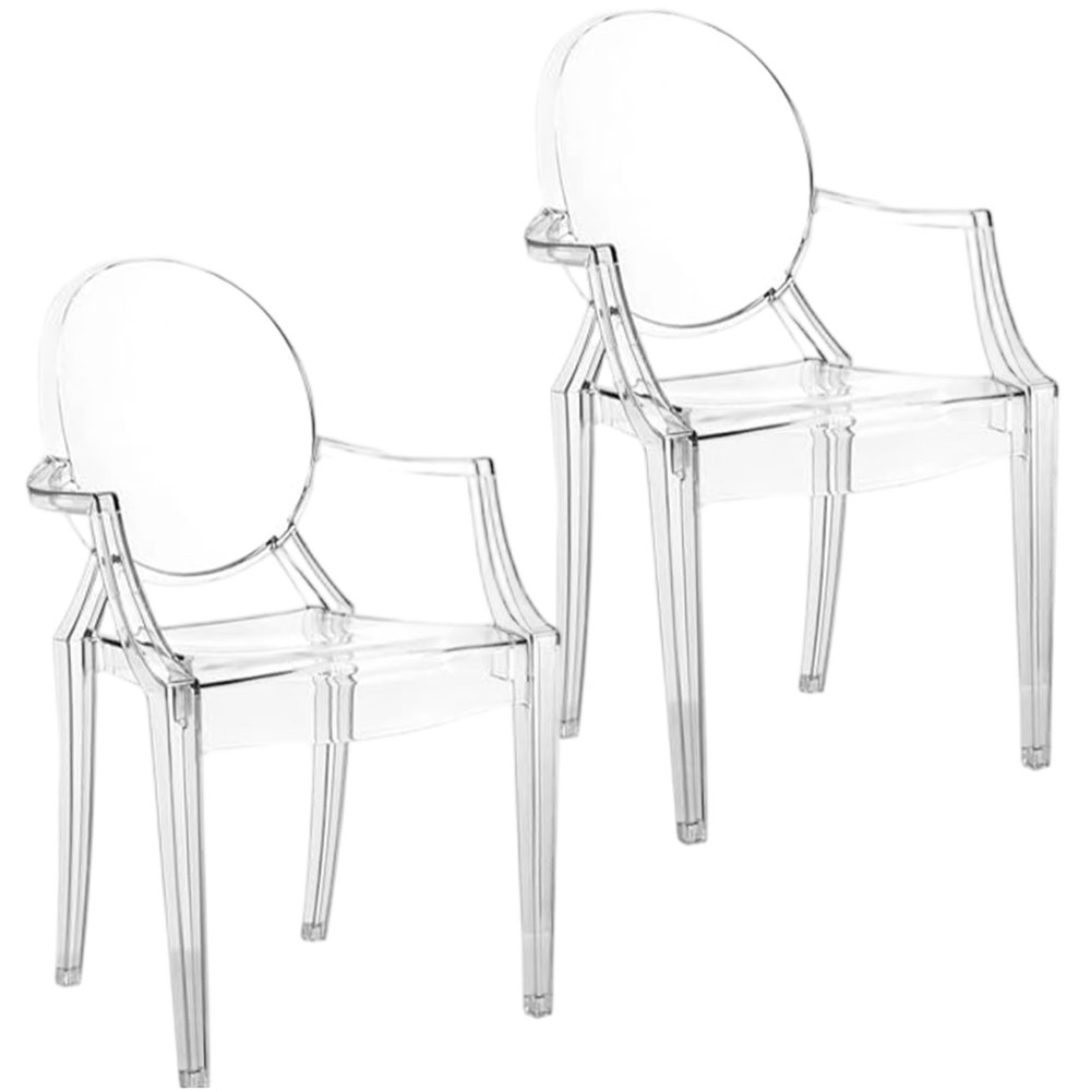 2Pcs 1:6 Scale Doll Furniture, Plastic Clear Mini Dollhouse Chair Miniature Armchair Modern Furniture Dollhouse Accessories Chair Acrylic 1/6 Scale