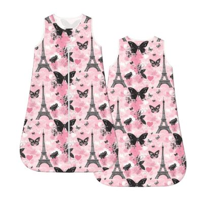 Muishi Pink Eiffel Tower Butterfly Baby Wearable Blanket Infant Boys Girls Sleeping Bag for Newborn Unisex Baby Stuff Sleep Sack Suit L(12-18month)