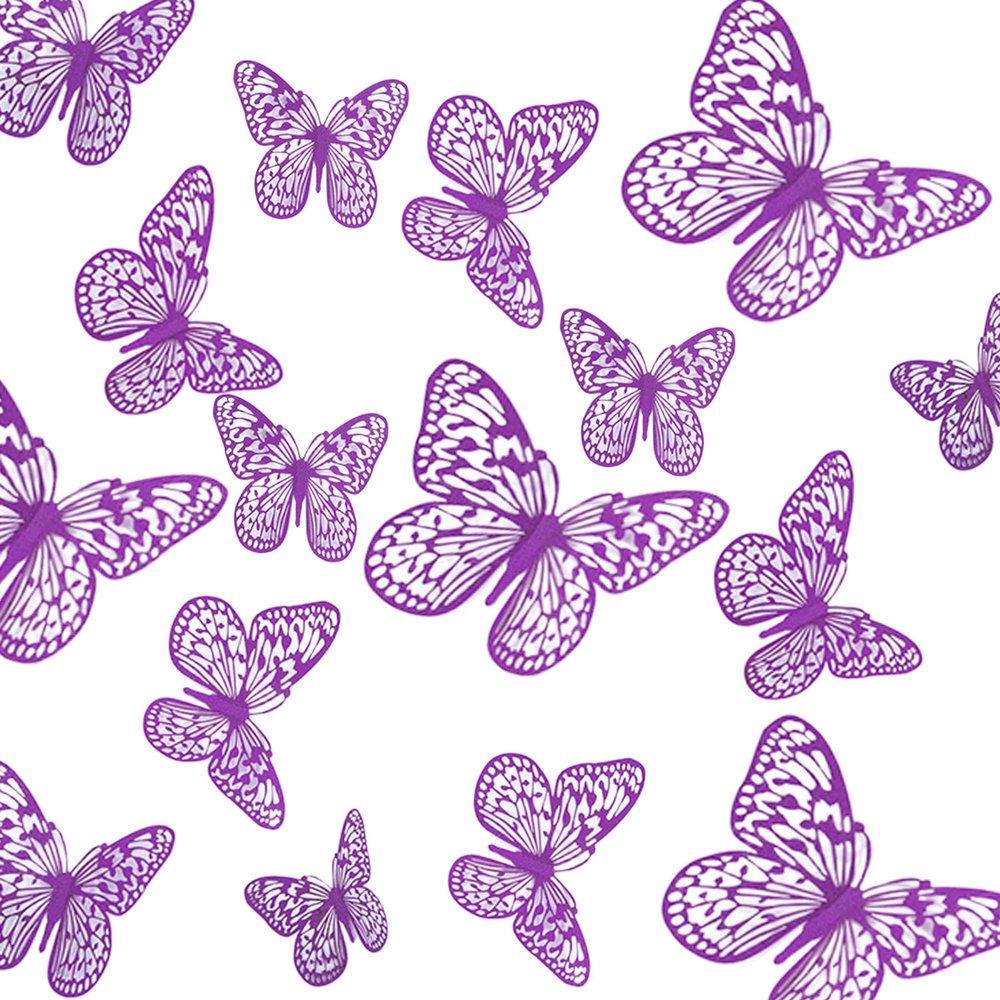 12-Pack Purple Butterfly Cake Toppers - 3D Butterfly Cake Decorations - Shimmering Galaxy Party Supplies for Birthday & Magical Events
