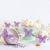 12-Pack Purple Butterfly Cake Toppers - 3D Butterfly Cake Decorations - Shimmering Galaxy Party Supplies for Birthday & Magical Events view 3