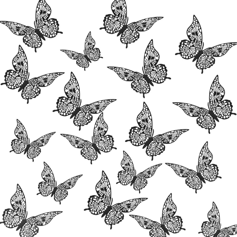 12-Pack Black Butterfly Cupcake Toppers - 3D Folding Butterfly Cake Decorations - Elegant Party Supplies for Birthday, Wedding & Baby Shower