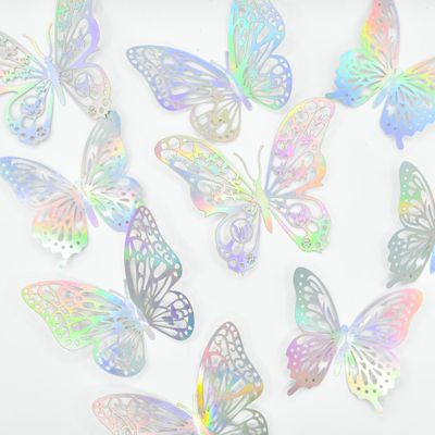12-Pack Dreamy Silver Butterfly Cupcake Toppers - 3D Folding Butterfly Cake Decorations - Elegant Glitter Party Supplies for Birthdays & Weddings
