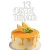 13 Official Teenager Cake Topper, 13th Birthday Party Decorations, Silver Glitter Cake Toppers for Boys Girls, Thirteenth Birthday Cake Decoration Supplies view 1