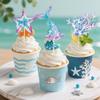 12-Pack Mermaid Cupcake Toppers - Glitter Under The Sea Cake Decorations - Mermaid Tail & Seahorse Party Supplies for Girls Birthday, Baby Shower & Ocean Theme Party view 2