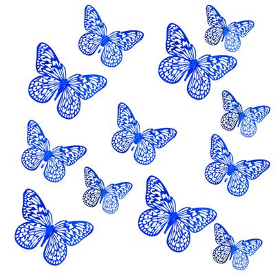 12-Pack Blue Butterfly Cupcake Toppers - 3D Folding Butterfly Cake Decorations - Shimmering Party Supplies for Birthday, Baby Shower & Prince Theme