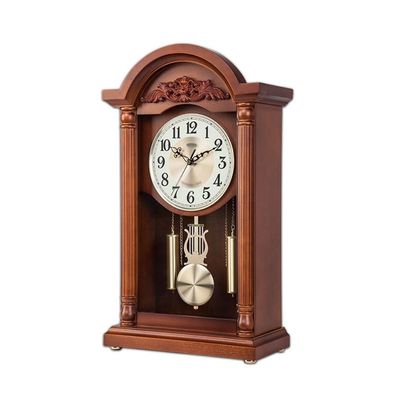 YWMLFZ Solid Wooden Clock Home Retro Clock Desktop Silent Time Study Chinese