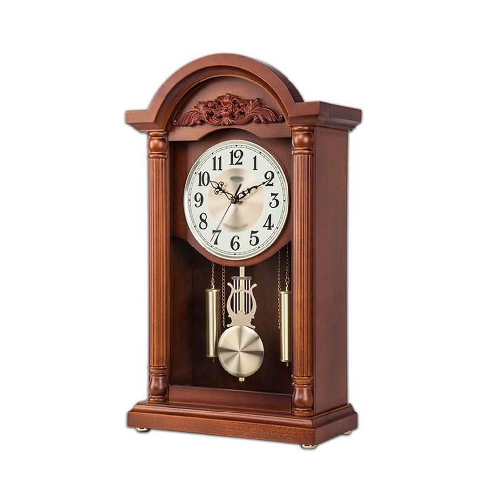 YWMLFZ Solid Wooden Clock Home Retro Clock Desktop Silent Time Study Chinese