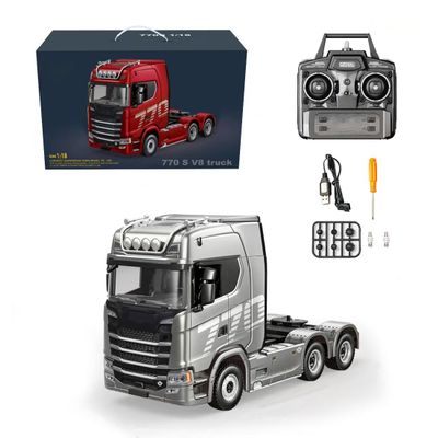URFunModel 1/18 RC Semi Trailer, 2.4G Full-Proportional 6x4 770S Heavy Duty Tractor Truck with Lights, 2.7KM/H RWD RC Semi-Truck Remote Control Construction Vehicle Toy Gift -RTR