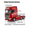 URFunModel 1/18 RC Semi Trailer, 2.4G Full-Proportional 6x4 770S Heavy Duty Tractor Truck with Lights, 2.7KM/H RWD RC Semi-Truck Remote Control Construction Vehicle Toy Gift -RTR view 3