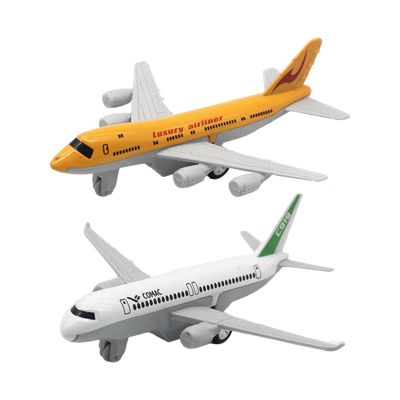 2Pcs Airplane Model Children Toy Plane Simulated Ornament Toy Aircraft for Keepsake Fireplace Home Tabletop, Yellow White