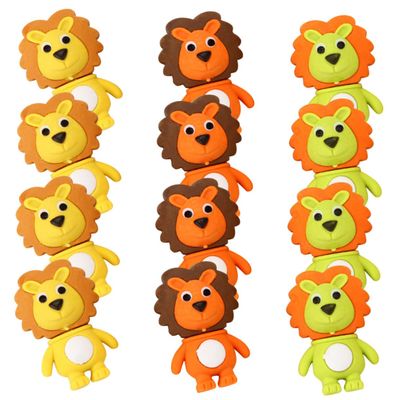 Abaodam 12pcs Multi Function Lion Shaped Erasers for Students Creative Cartoon Design Household Student Accessories Classroom Prizes Gift Random Color