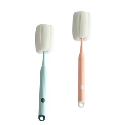 Baluue 2Pcs Multipurpose Long Handle Bottle Brush with Soft Sponge Head Portable Lightweight Cup Cleaner for Water Bottles Tumblers and Travel Use and Pink